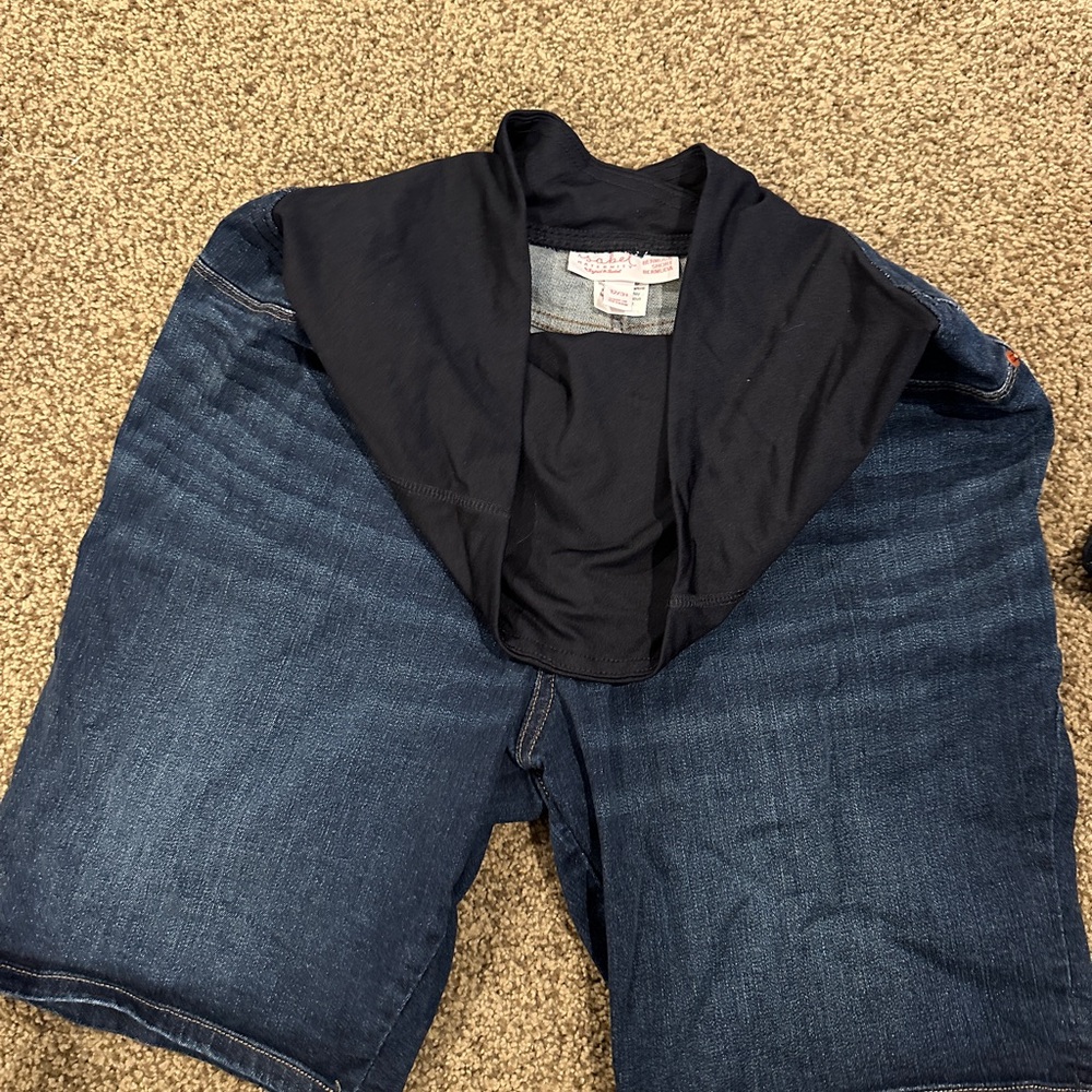 Isabel Maternity Casual Dark Blue Denim Bermuda Shorts